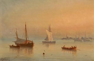 Henriette Hermine Gudin - Fährboot im Morgennebel.