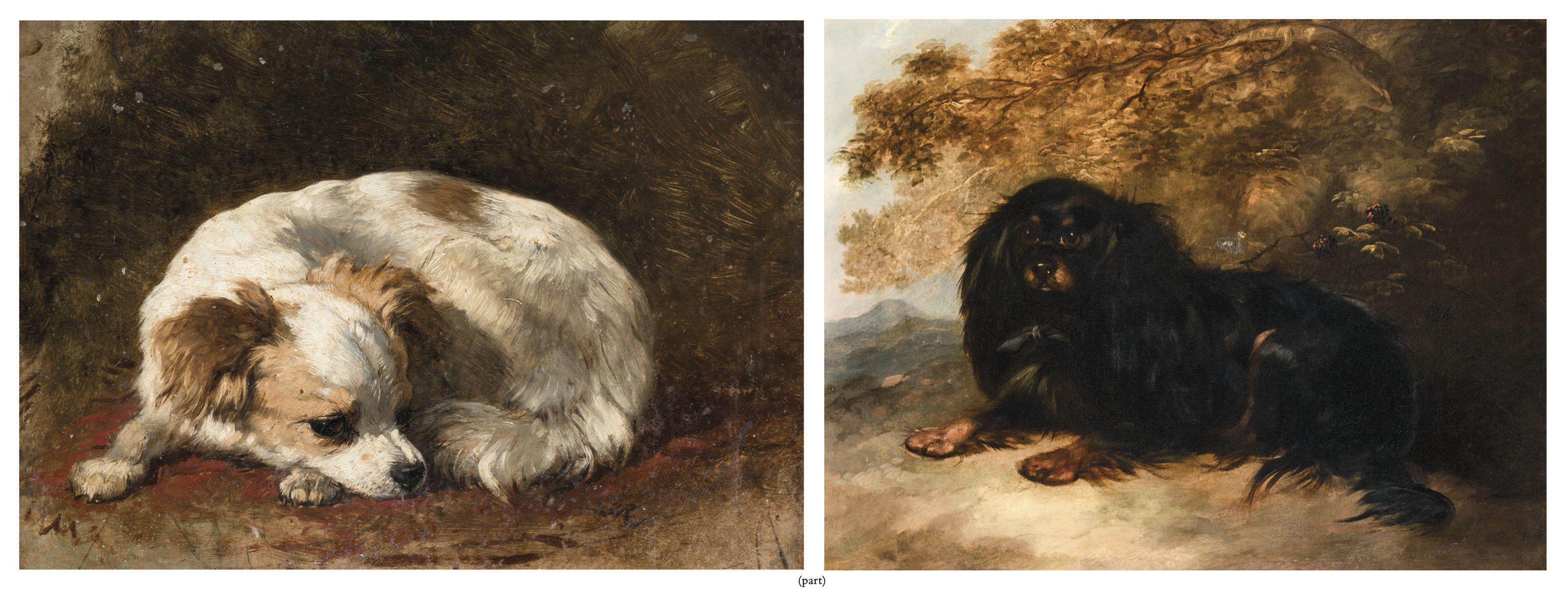 Henriëtte Ronner-Knip - A Blenheim Cavalier King Charles spaniel reclining