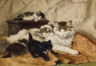 Henriette Ronner-Knip - A Mother And Her Kittens