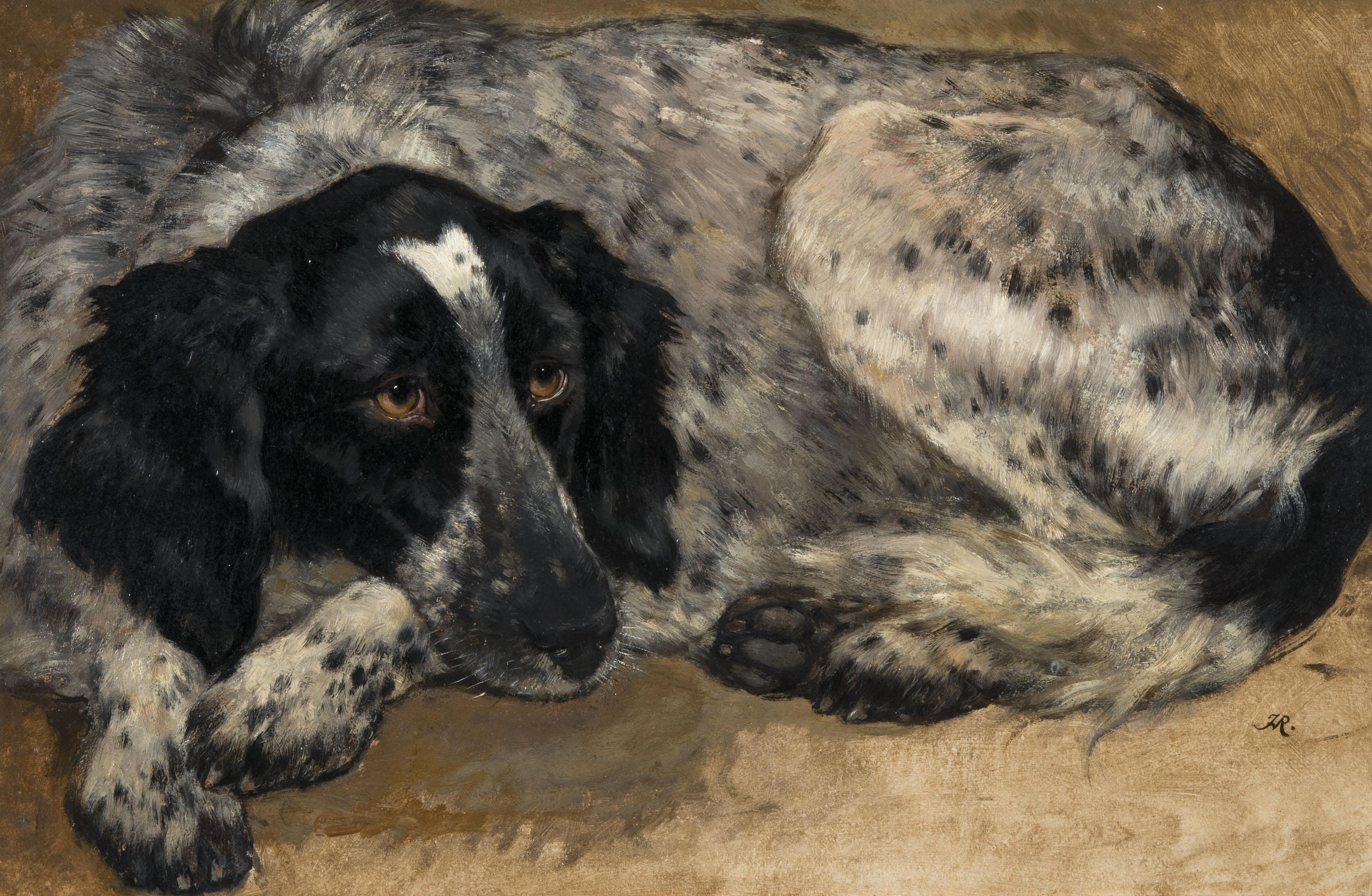 Henriëtte Ronner-Knip - A reclining Spaniel