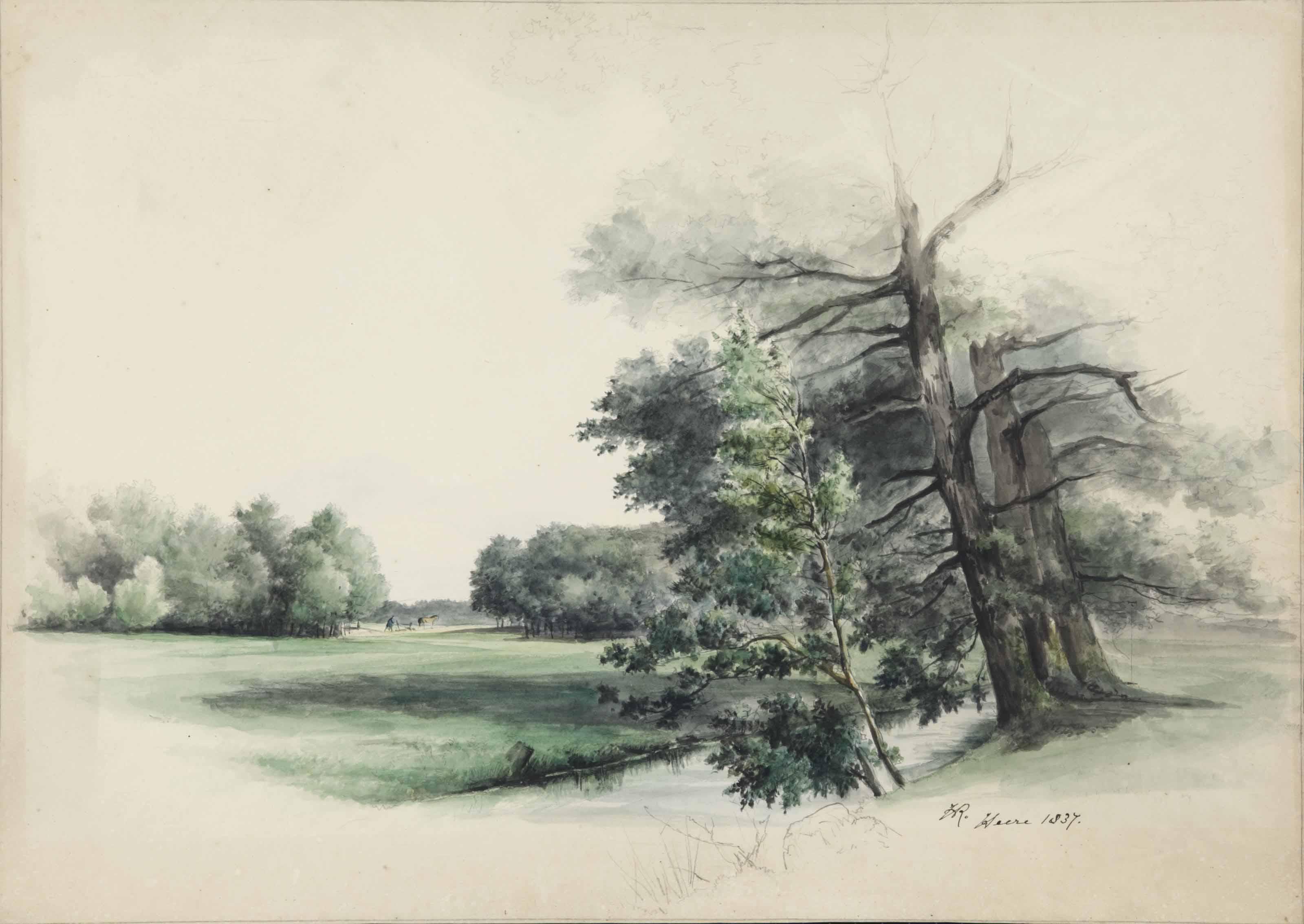 Henriette Ronner-Knip - A view in the park of castle Heeze, Brabant