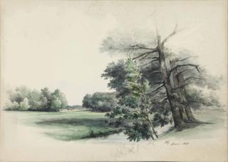 Henriette Ronner-Knip - A view in the park of castle Heeze, Brabant