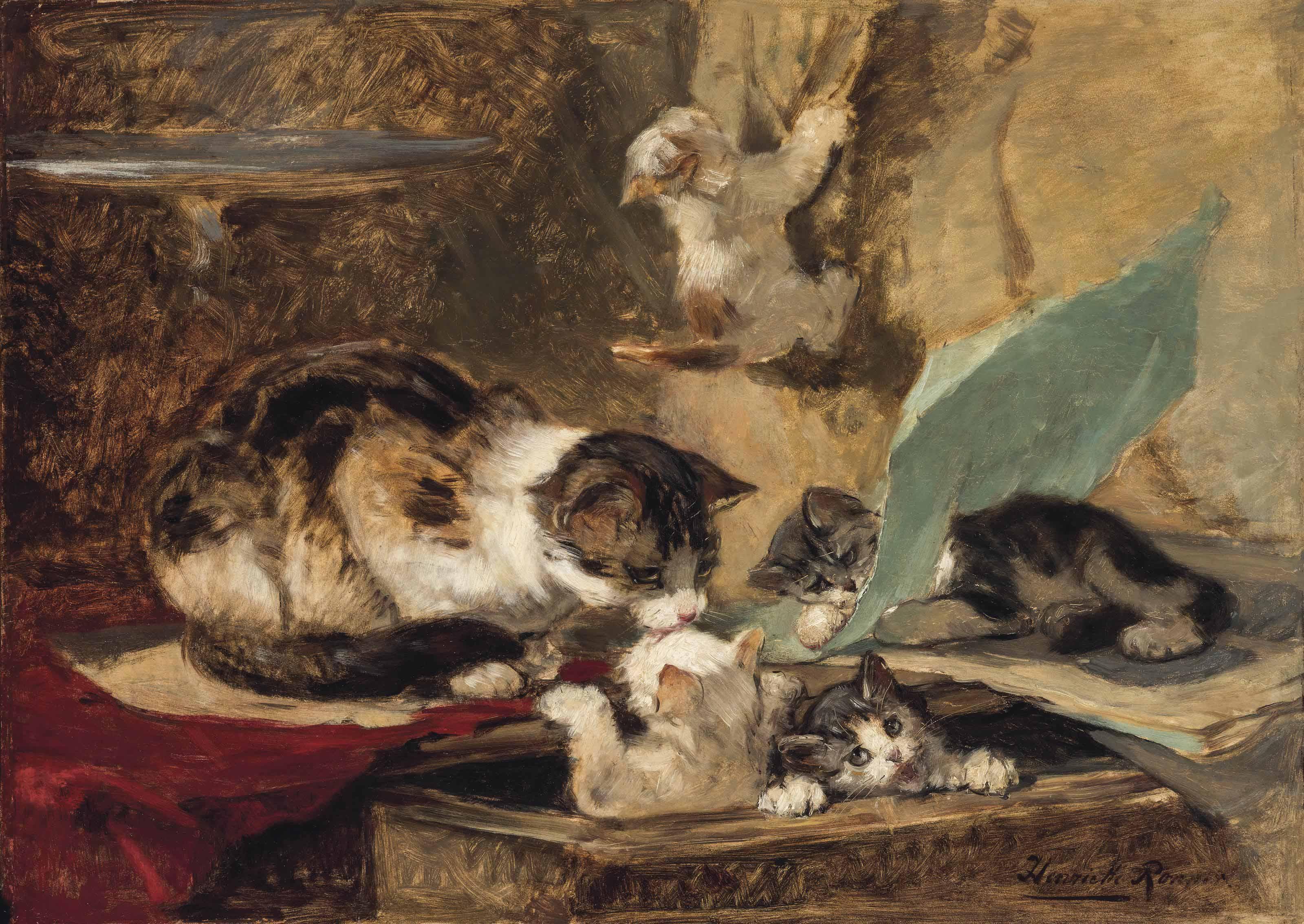 Henriette Ronner-Knip - Kittens at play