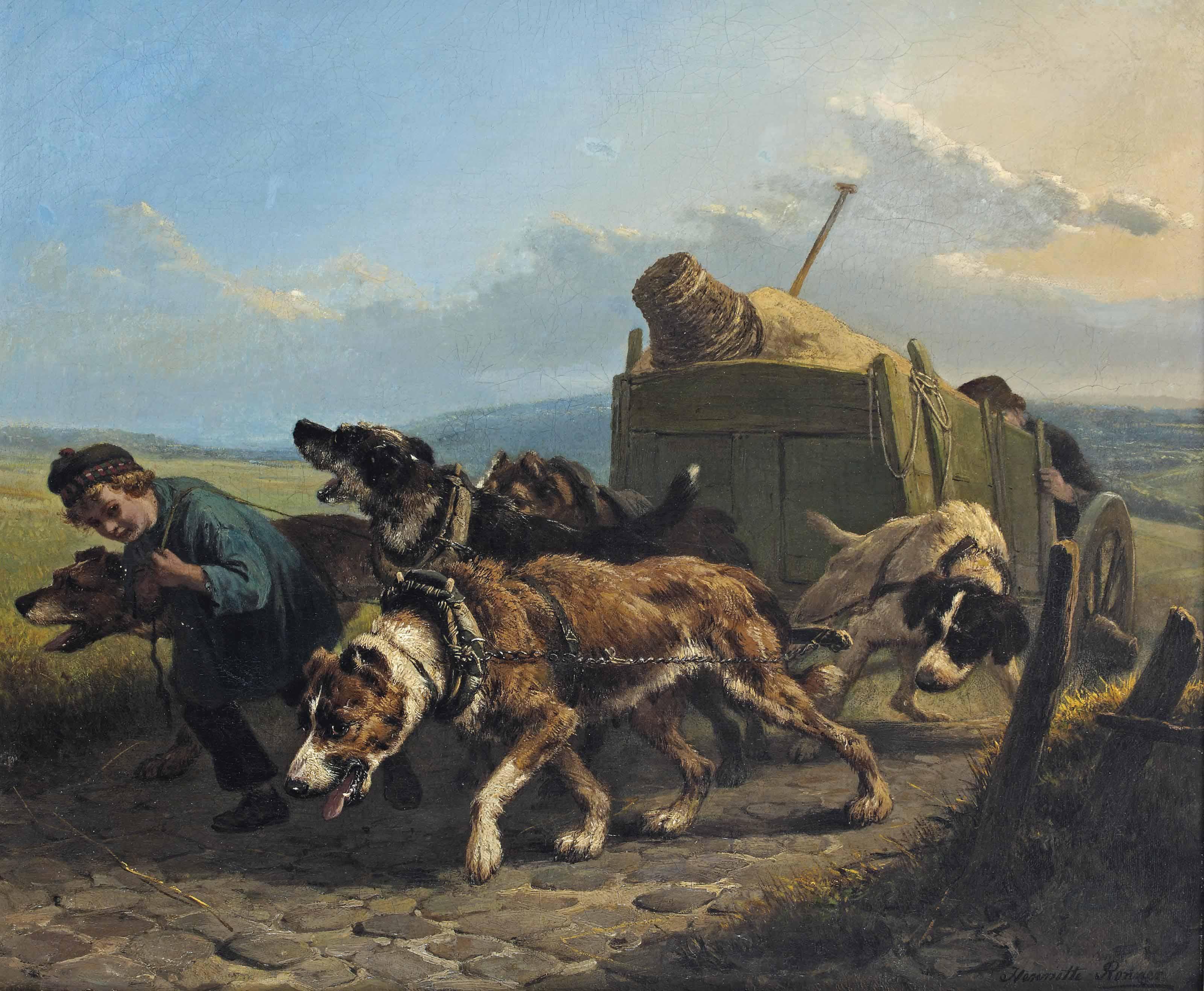 Henriette Ronner-Knip - The dog cart