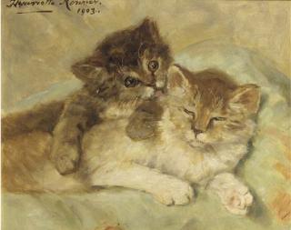 Henriëtte Ronner - A playfull gesture - a study