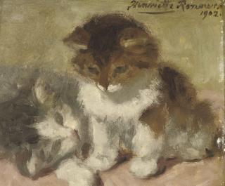 Henriette Ronner - Ginger and Grey