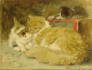 Henriëtte Ronner - Mother\'S Care - A Sketch