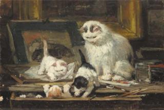 Henriëtte Ronner - The first drawing lesson - a study