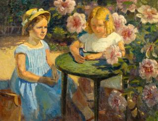 Henrik August Schouboe - Spielende Mädchen im Garten