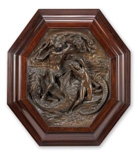 Henry Alfred Pegram - A large octagonal bronze relief of Perseus and Andromeda, 1906/7