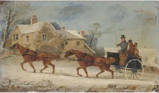 Henry Alken Sen. - A Horse And Coach Driving Through The Snow