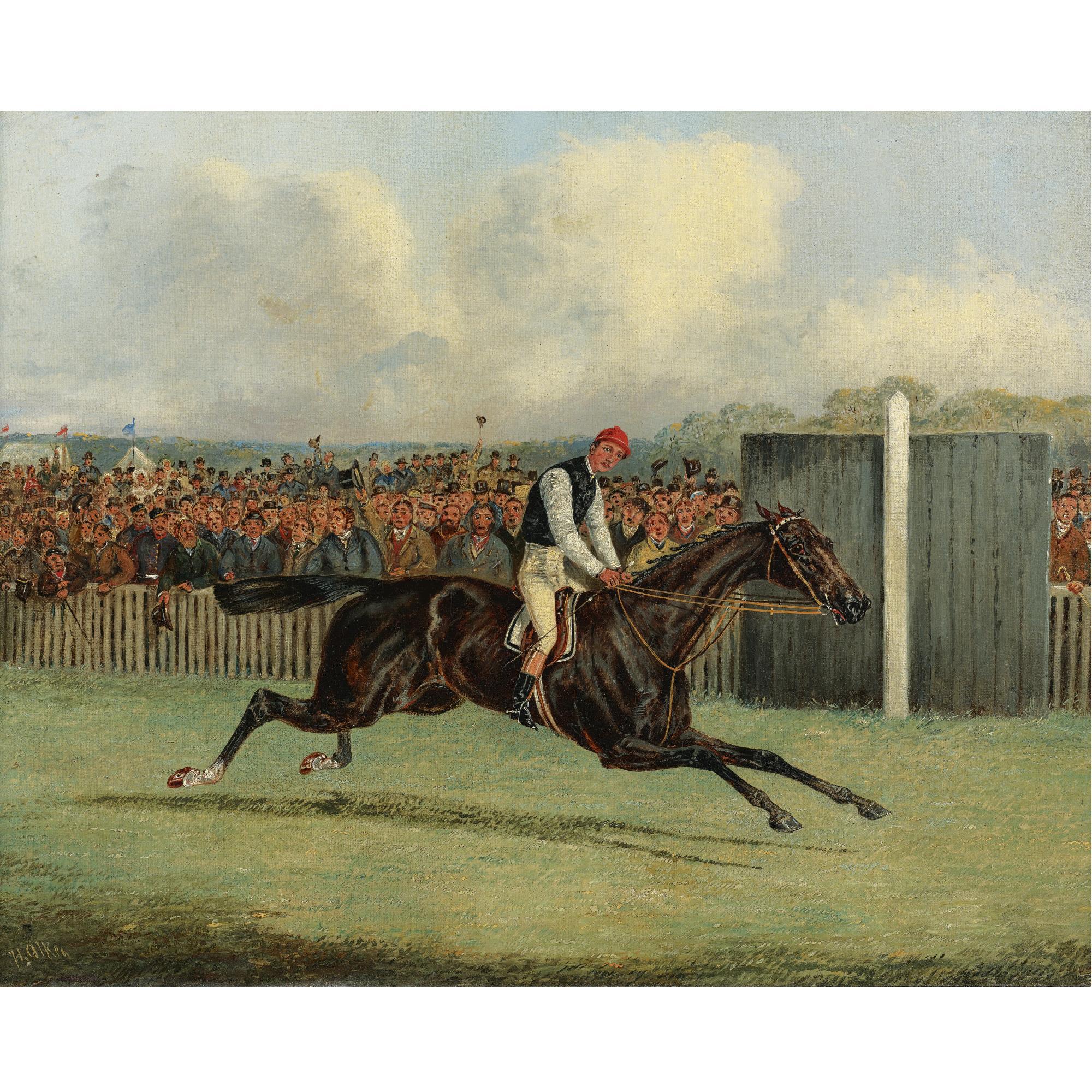 Henry Alken - British Lord Falmouth\'S Dutch Oven Winning The Doncaster St. Leger In 1882, Ridden By Fred Archer