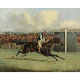 Henry Alken - British Lord Falmouth\'S Dutch Oven Winning The Doncaster St. Leger In 1882, Ridden By Fred Archer