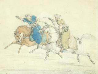 Henry Alken - Two Mounted Warriors, Possibly Mamluks