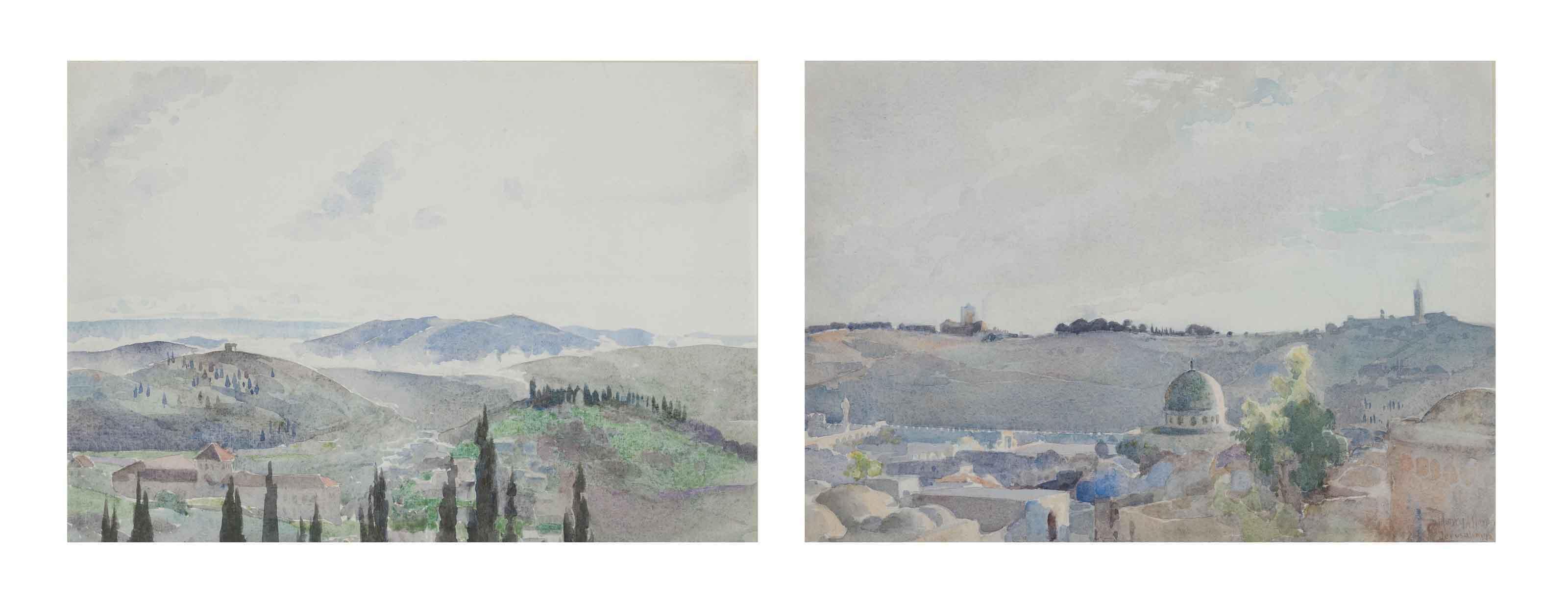 Henry Andrew Harper - Jerusalem from the Mount of Olives; and The Dome on the Rock