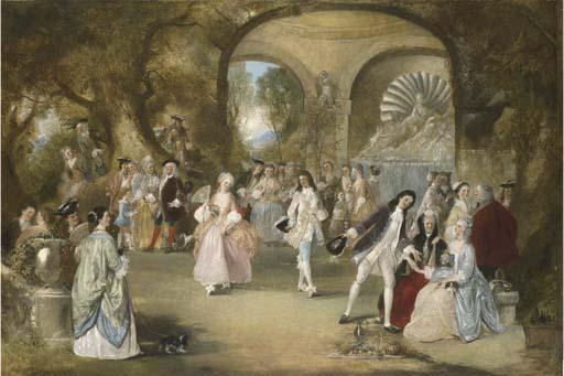 Henry Andrews - A fête champêtre, with courtly figures dancing