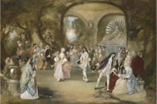 Henry Andrews - A fête champêtre, with courtly figures dancing