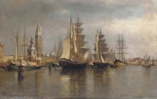 Henry Augustus Ferguson - After the Rain- Ships in the Venetian Lagoon