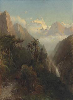Henry Augustus Ferguson - Travellers on a pass by a gorge in the Andes