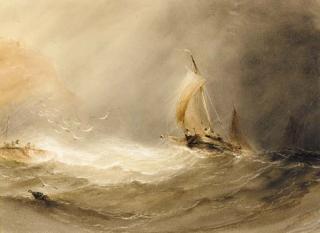 Henry Barlow Carter - Shipping in stormy seas