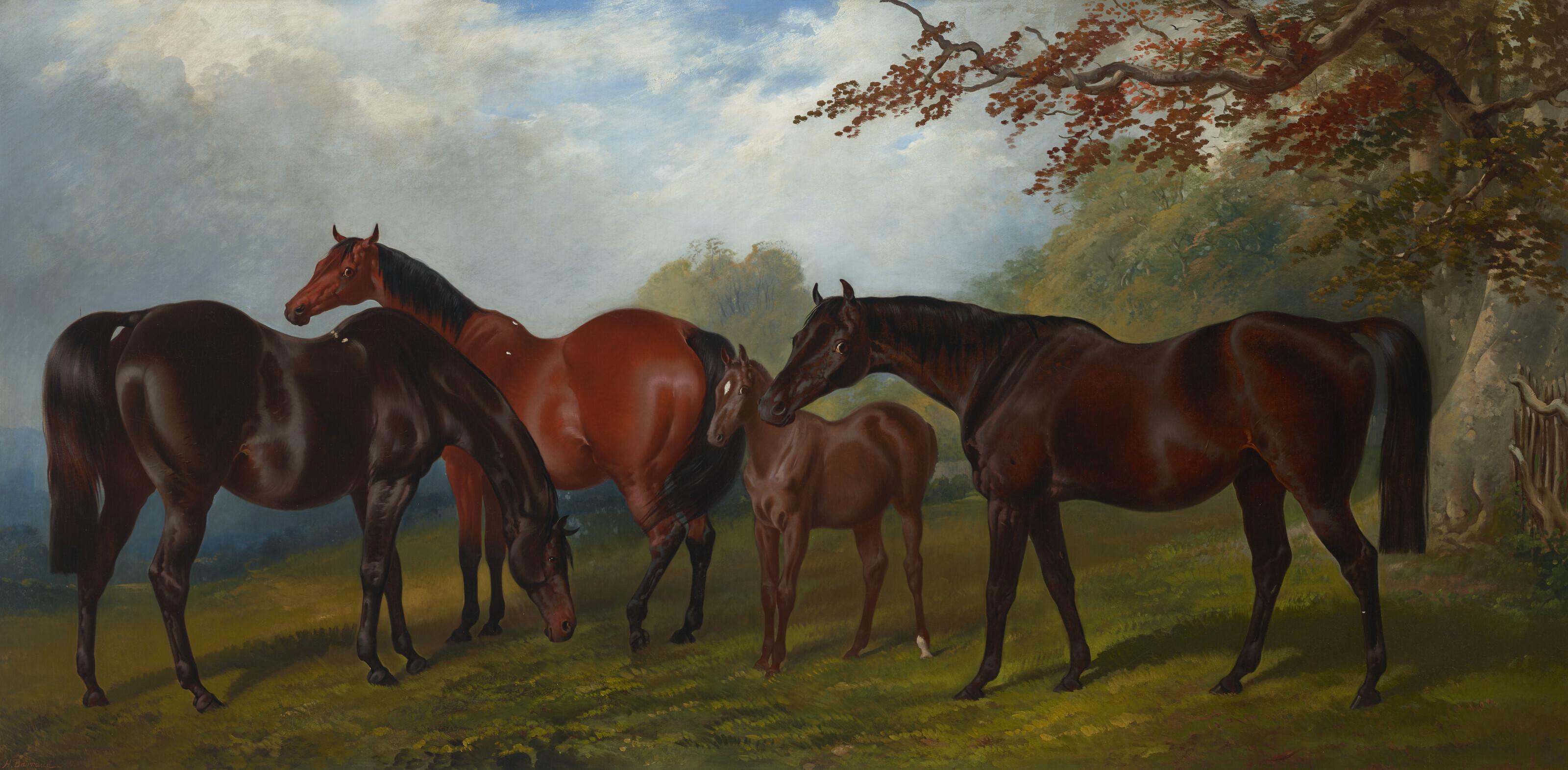 Henry Barraud - \'Polydora\', \'Annette\', \'Salisbury\', \'Polyxena\', Mares Belonging to Earl Spencer