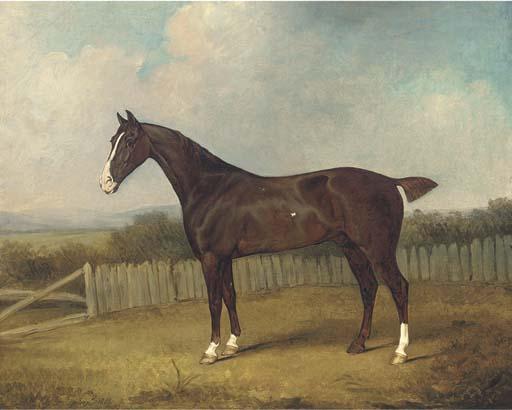 Henry Bernard Chalon - A Dark Brown Horse In A Landscape