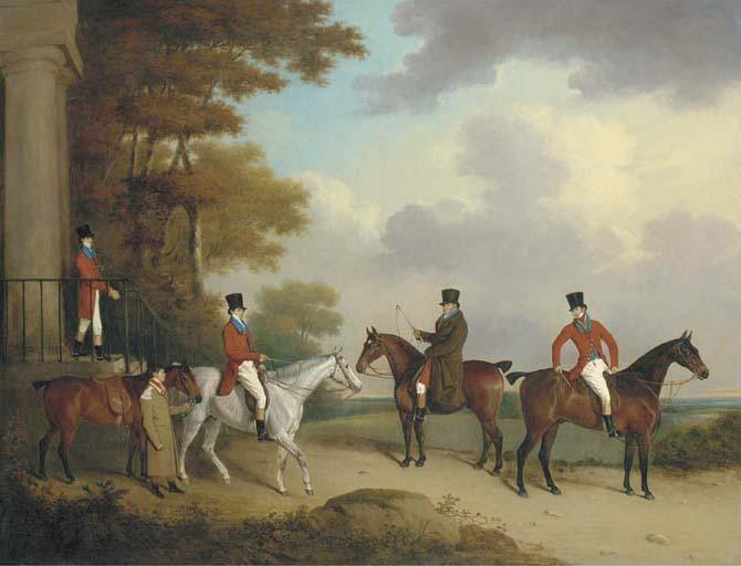 Henry Bernard Chalon - The Reverend George Bower, The Reverend John Bower, Robert Bower of Welham And Robert Bower Junior At The Steps of Welham Hall, Yorkshire