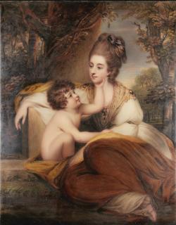 Henry Bone R.A. - Portrait Of Lady Elizabeth Alicia Maria Herbert, Later Countess Of Carnarvon (1752-1826) And Her Son Charles Herbert (1774-1808)