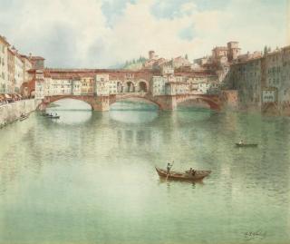 Henry Bowser Wimbush - The Ponte Vecchio On The River Arno, Florence