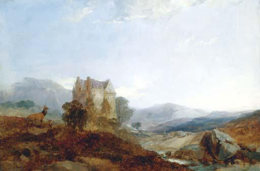 Henry Bright - Landscape With Deer, A Castle Beyond