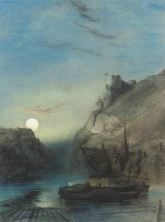 Henry Bright - Moon rising over the Rhine