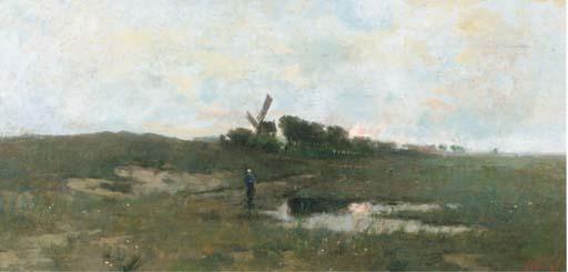 Henry Cassiers - Sunset over marshlands