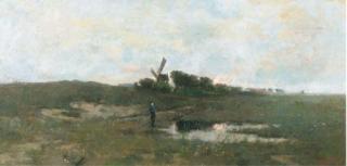 Henry Cassiers - Sunset over marshlands