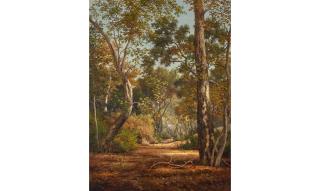 Henry Chapman Ford - A Wooded Interior (Santa Barbara) 24 x 18 1/4 in. framed 29 x 23 1/4 in.
