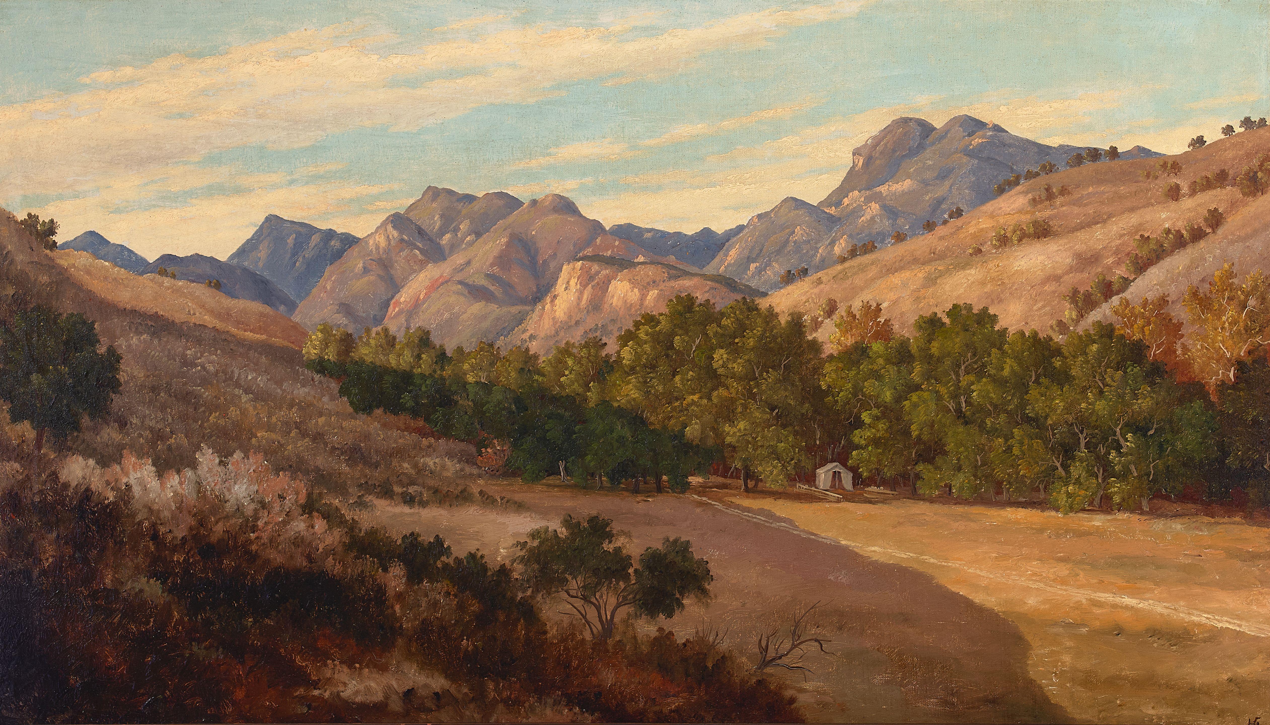 Henry Chapman Ford - Tecolote Canyon (Santa Barbara) 17 1/4 x 29 3/4 in. framed 23 x 35 1/4 in.