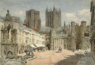Henry Charles Brewer, R.I. - The market square, Wells