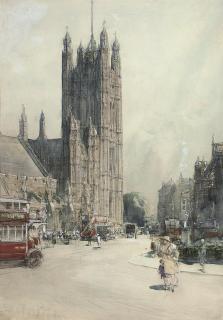 Henry Charles Brewer, R.I. - The Victoria Tower from Parliament Square