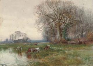 Henry Charles Fox, R.B.A. - A Backwater On The Ouse, Huntingdonshire