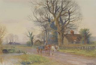 Henry Charles Fox - Cattle watering; and Returning home at dusk (illustrated)