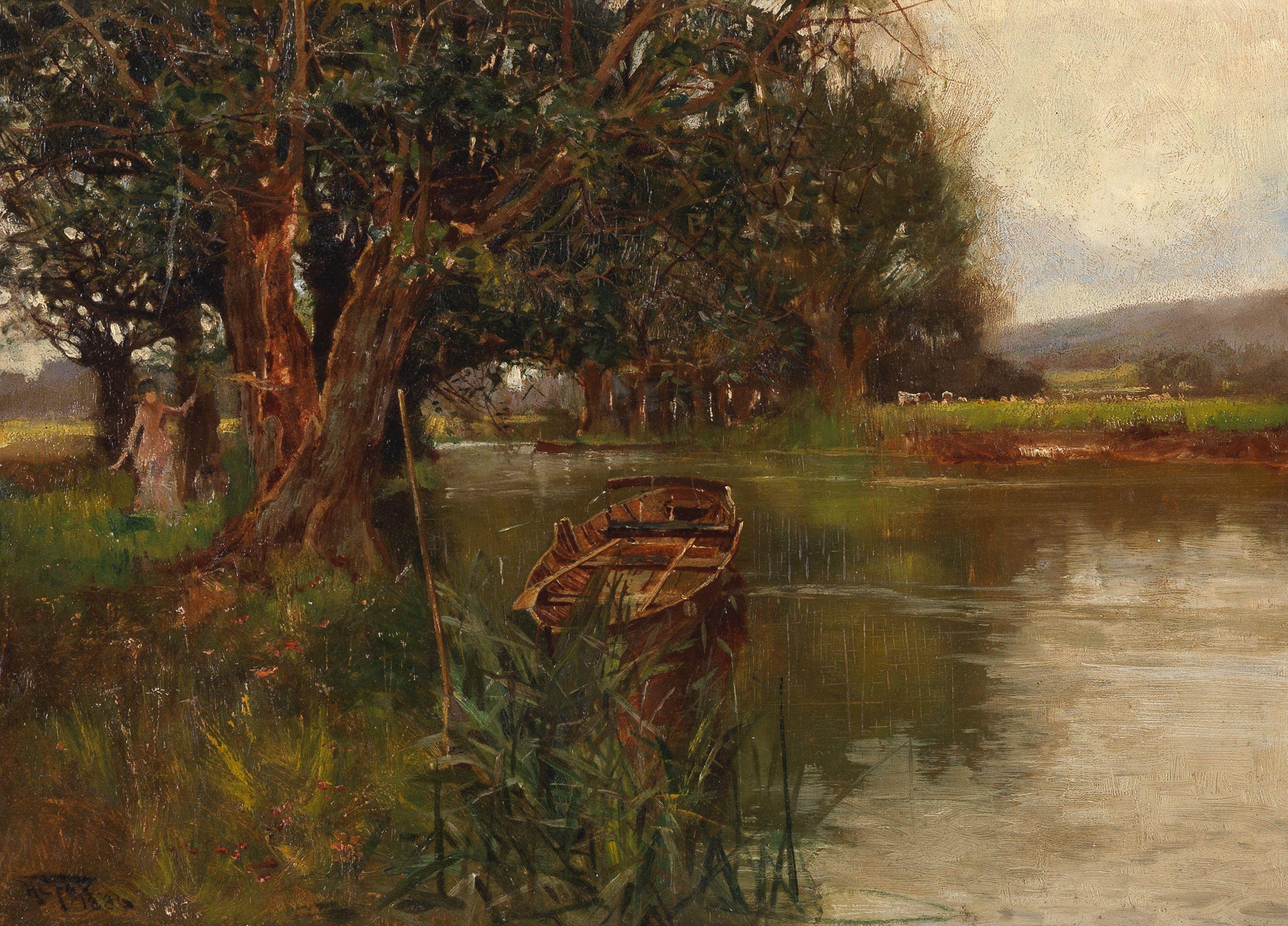 Henry Charles Fox - Figure by a riverbank