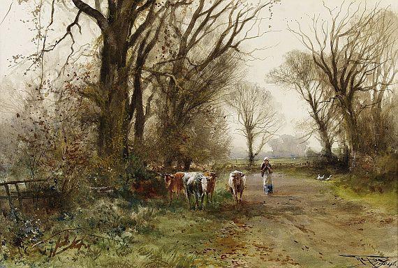 Henry Charles Fox - Landschaft mit Hirtin und Kühen