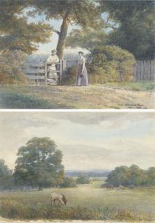 Henry Clifford - The bowling green at Barford; Entrance to Barford Park; Near Barford Park (illustrated); and Cattle grazing at Barford Park (illustrated)