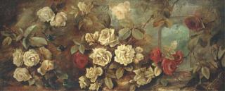 Henry Cooper - Roses and birds in a garden