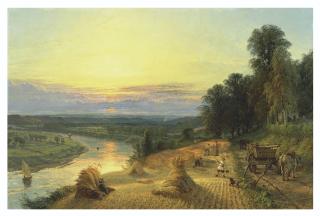 Henry Dawson, R.B.A. - On the Ribble, near Preston, Harvest time