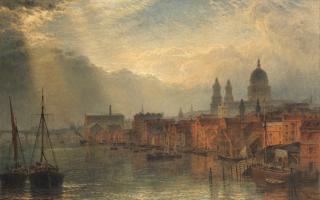 Henry Dawson - A View Of The River Thames Looking Towards St. Paul\'s