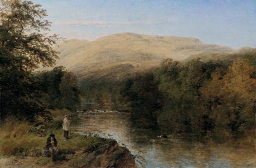 Henry Dawson - Fishing in a Mountainous Landscape