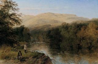 Henry Dawson - Fishing in a Mountainous Landscape