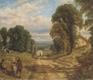 Henry Dawson - Tinkers in a wooded landscape
