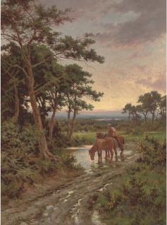 Henry Deacon Hillier Parker - Watering the horses, sunset