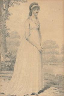 Henry Edridge, A.R.A. - Portrait of Mary Edmonstone, Full-Length, Standing In A Landscape